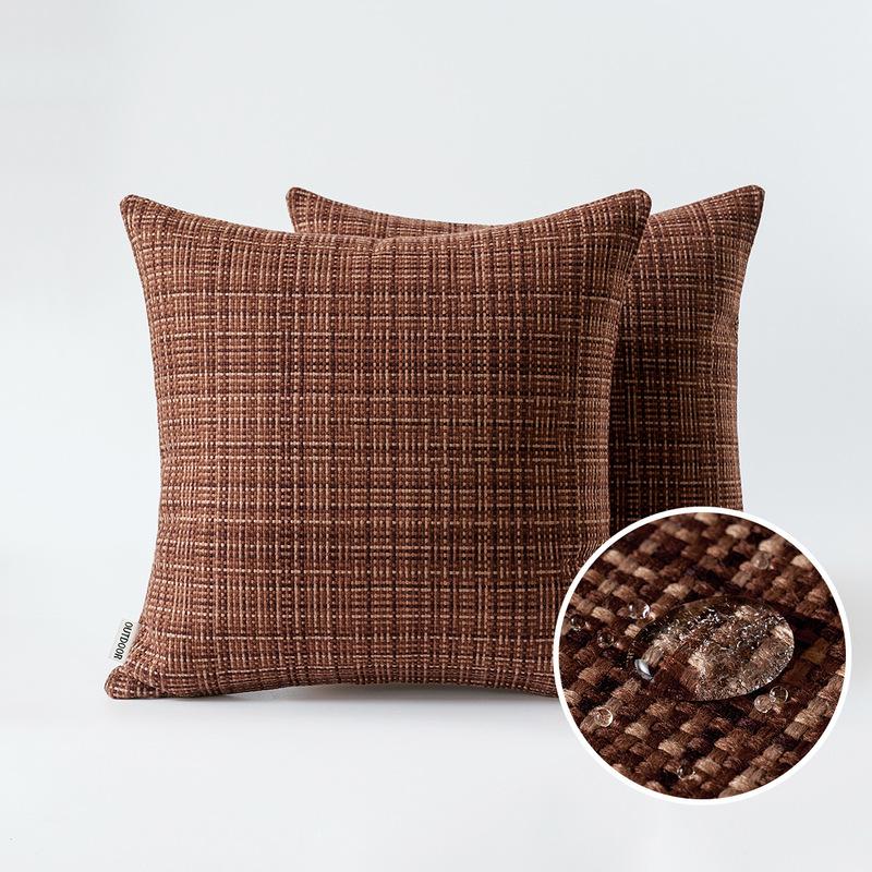 Waterproof Textile Outdoor Throw Pillow Covers Stripe Square Pillowcases Modern Cushion Cases for Patio Couch Bench 45X45CM
