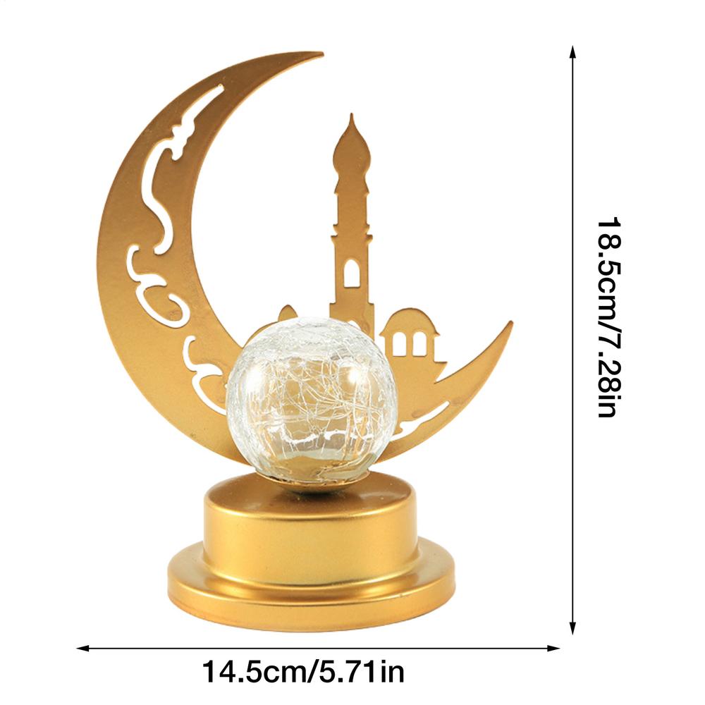 Eid Night Light LED Muslim Ramadan Festival Lantern Moon Castle Iron Decoration Table Lamp Night Light Art Golden Eid Crafts