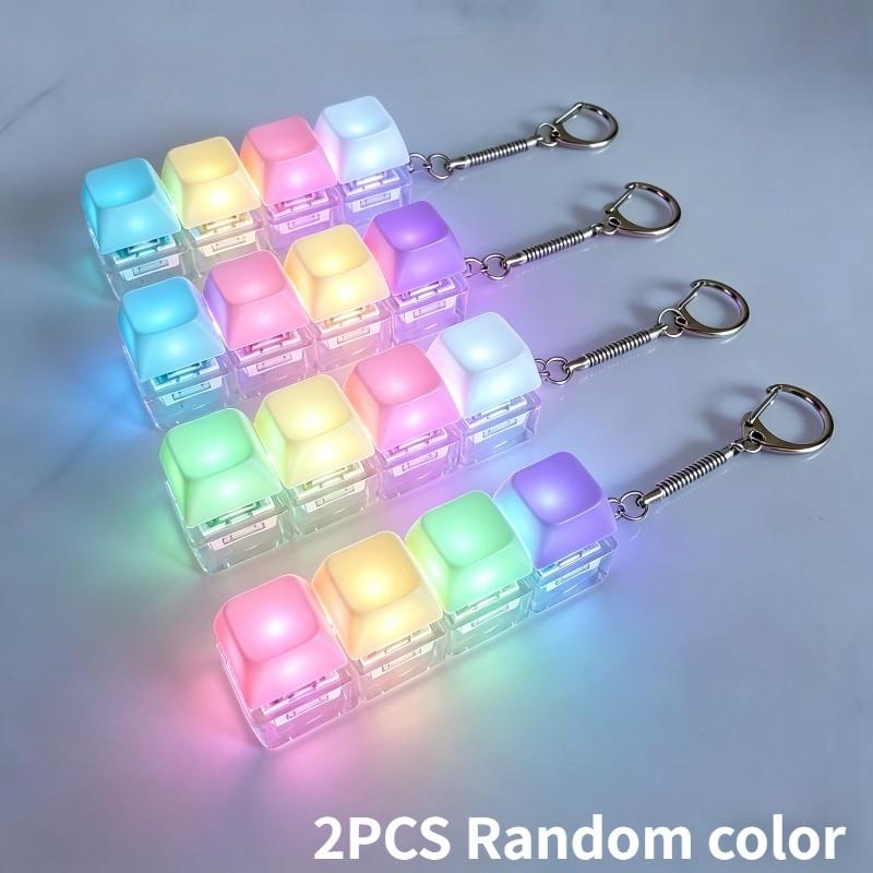 Keyboard Fidget Toy with LED Light Keyboard Fidget Keychain 9-in-1 Keyboard Decompression Button Stress Relief Fidget Gifts