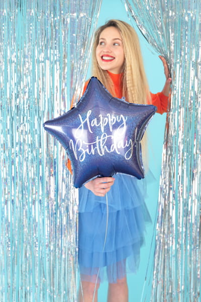Partydeco Balon Foliowy Happy Birthday 40Cm Granat