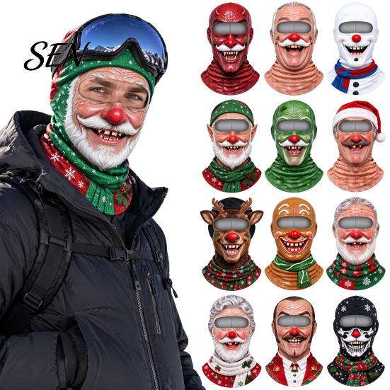 Gesichtsdruckmaske Weihnachten Skimaske, Winter Realistische Sturmhaube für Herren Thermische Abdeckung Damen, Winddicht Ganzkörper Radfahren Reiten Snowboarden Kopf