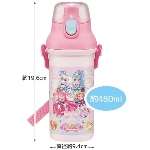 Skater Children's Plastic Water Bottle 480ml One Push Open/Close Antibacterial Child Friendly Lightweight Antibacterial Treatment Made In Japan Wandaf