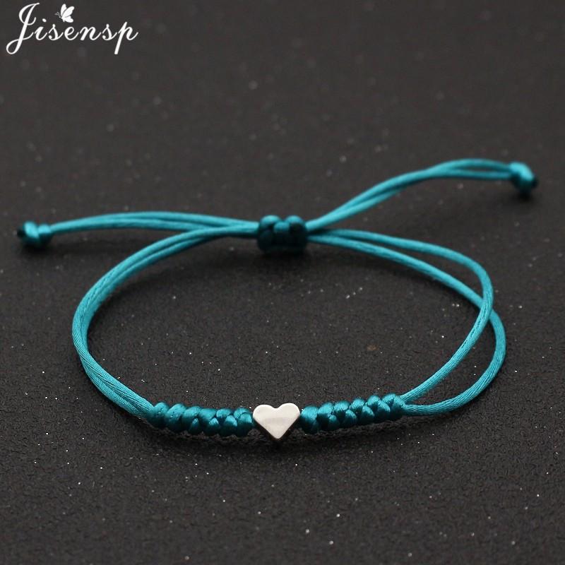 Multicolor Rope Lucky Heart Bracelets Women Men Charm Woven Handmade Bangles Braided Adjustable Buddhism Jewelry Pulseras