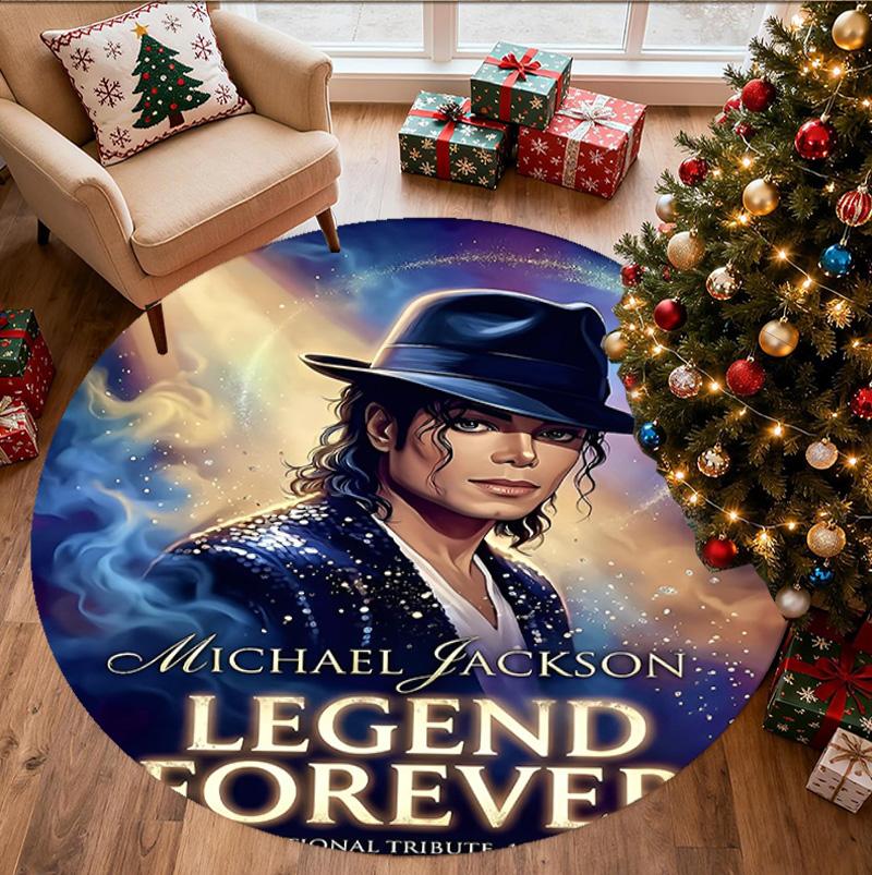 Michael Jackson Desenli Yuvarlak Halı, İç/Dış Mekan Paspası, Piknik, Oyun Odası, Yatak Odası, Ofis, Oturma Odası, Ev Dekorasyonu Halısı, Doğum Günü Hediyesi