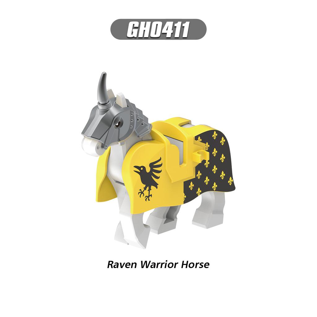 Medieval Knight Horse Set - Dragon Warrior Horse Sword, Shield Flag Building Blocks Toys