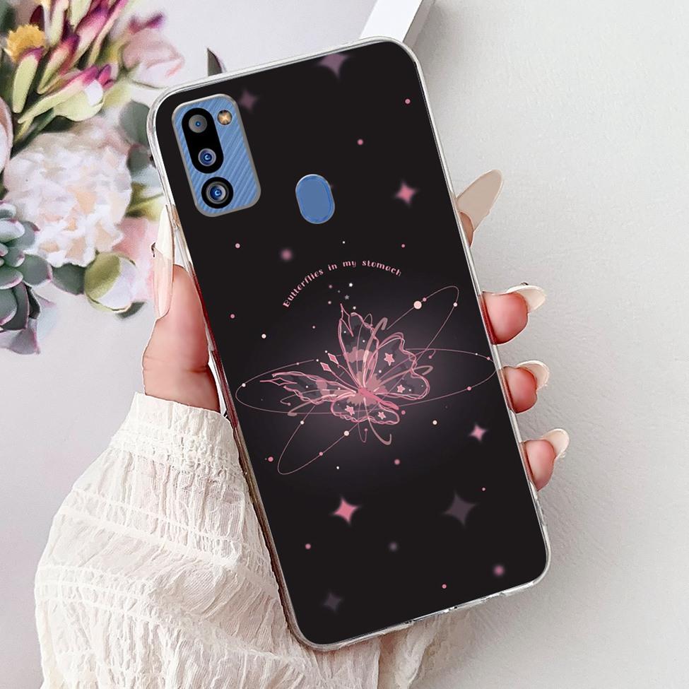 For Samsung M21 2021 Case Clear Fashion Cute Cat Cool Luxury Painted Soft Funda For Samsung Galaxy M21 2021 Back Cover SM-M215G