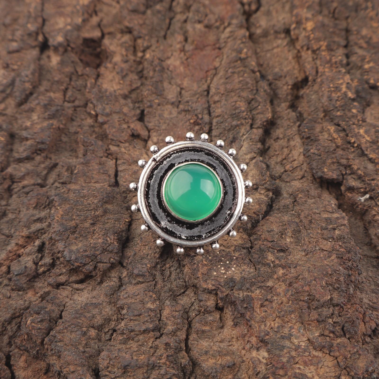 

Sisters Day Sale Green Onyx Gemstone 925 Sterling Silver Elegant Stackable Ring RR-49-32 15