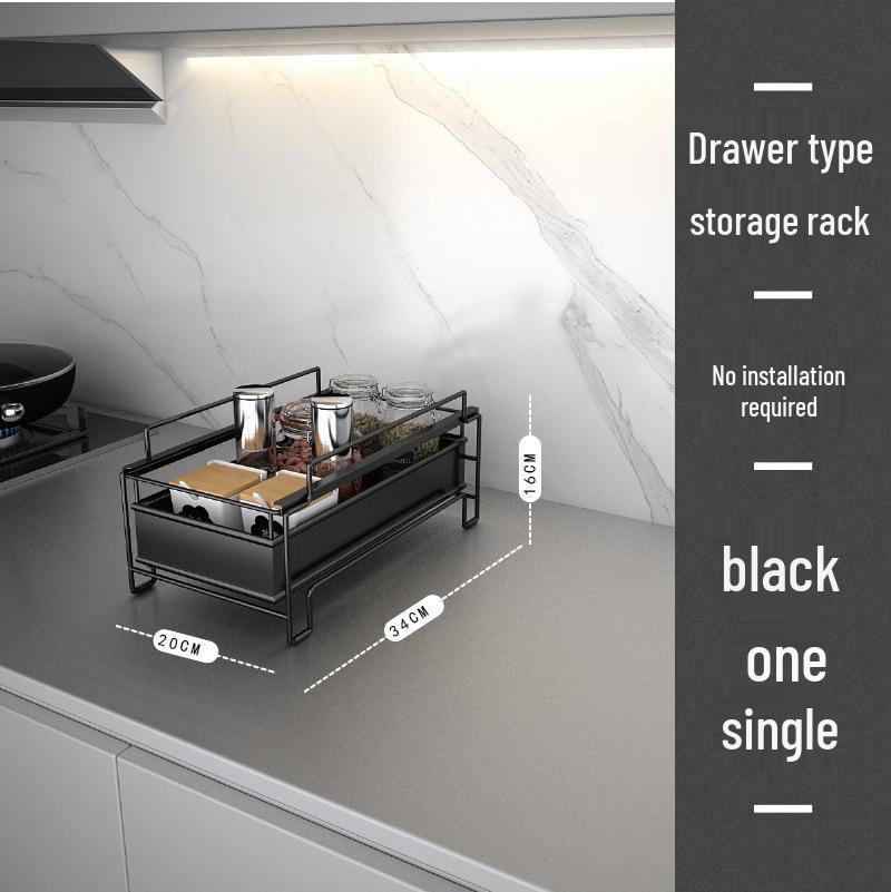 Multi-Layer Pull-Out Spice & Sink Storage Rack for Kitchen Counter