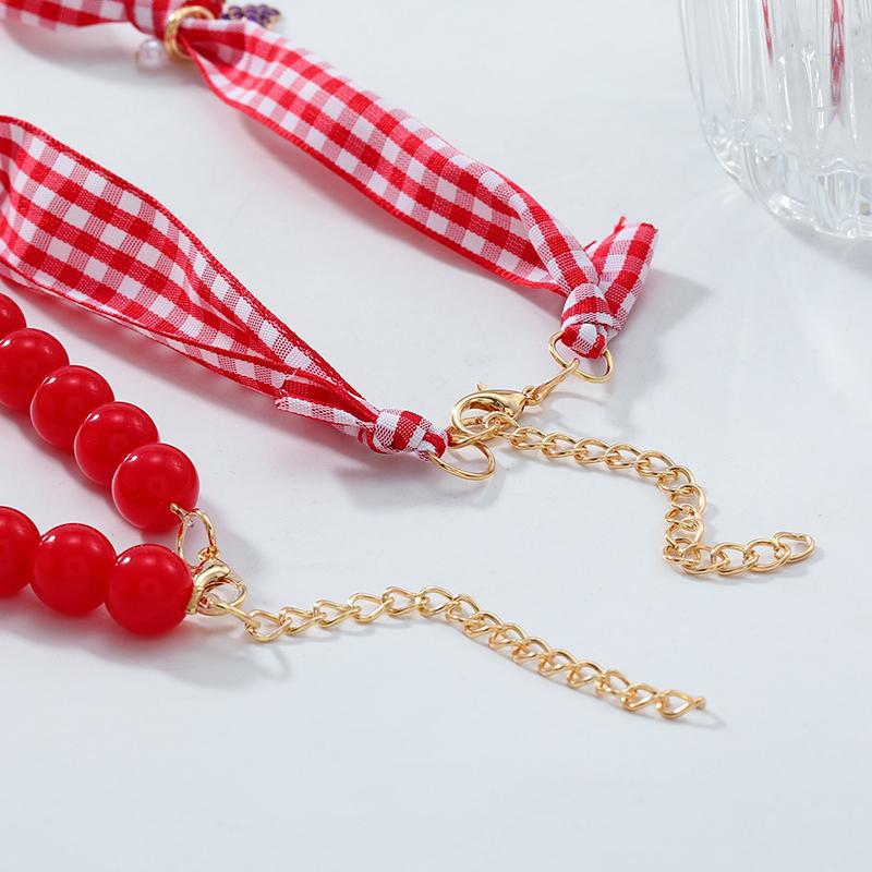 

Сладкое многослойное ретро ожерелье из бусин Перец Морковь Клубника Яблоко Ручной работы Ожерелье-чокер