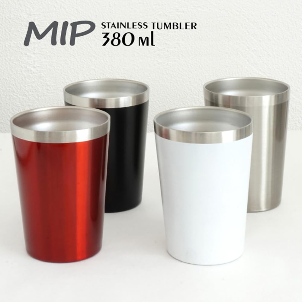 Living MIP Tumbler, 380ml, Stainless Steel, Double-Layered, Vacuum Insulated, Keeps Drinks Hot or Cold, No Condensation, White, 506258