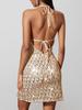 2025 Women's Sequin Halter A-Line Evening Dress