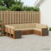 Outdoor Corner Sofa Set 7 pcs Natural Solid Acacia Wood and Polyester