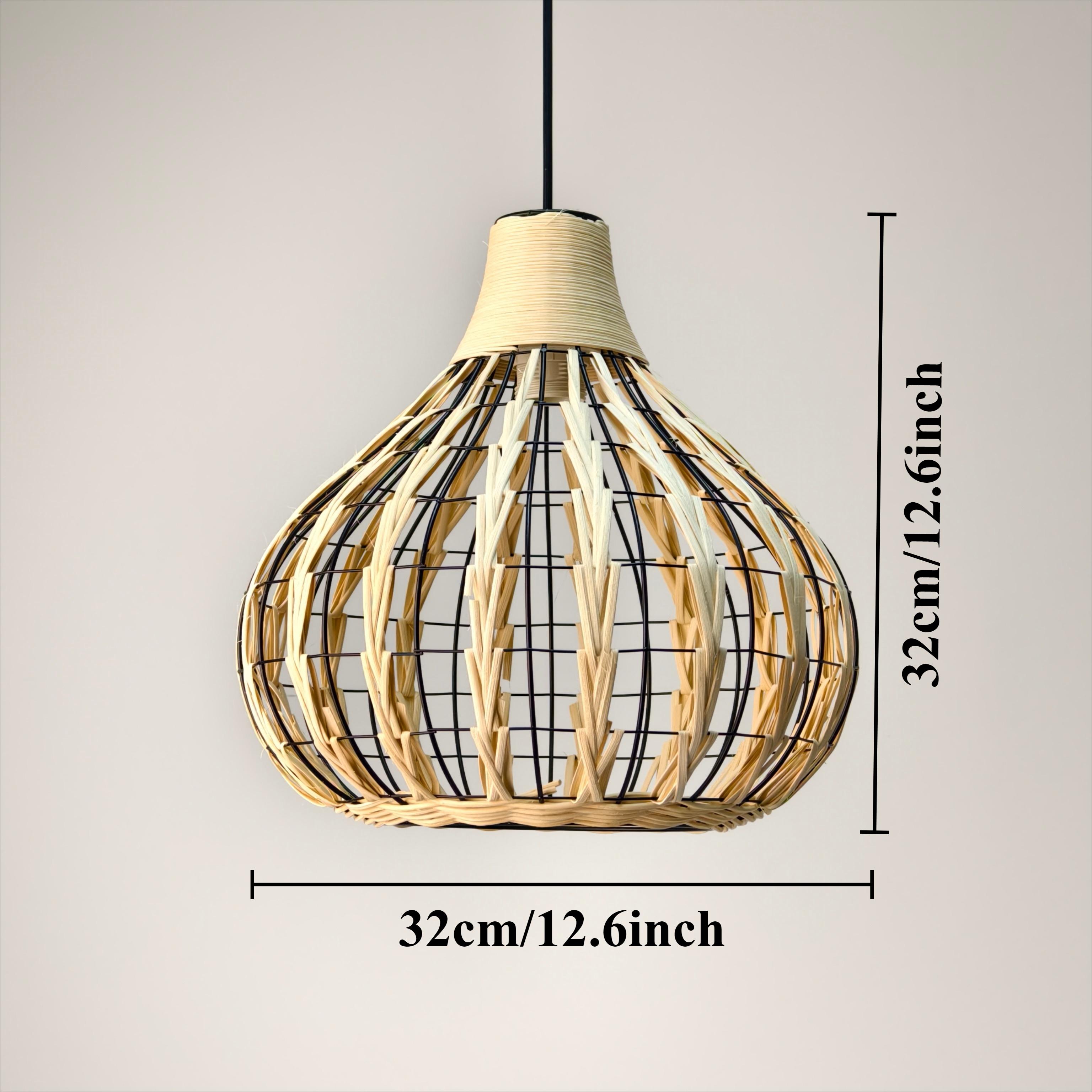 

Retro E27 Rattan Woven Pendant Lights Farmhouse Bamboo Hanging Lamps Handmade Rattan Chandeliers Rustic Minimalist Ceiling Light Without Bulb