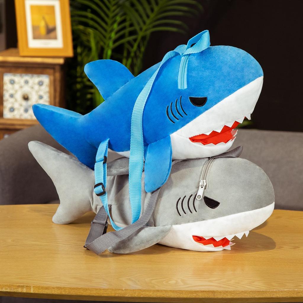 1pc 50cm New Style Cute Plush Shark Backpack Dolls Stuffed Soft Simulation Shark Pillow for Children Boys Birthday Xmas Gift