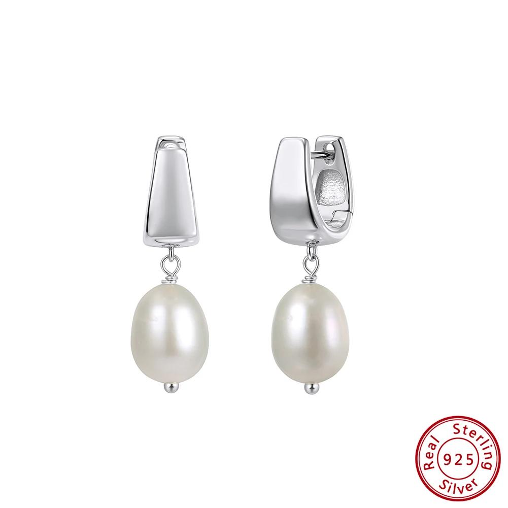 ORSA JEWELS Elegant 14K Gold Genuine 925 Sterling Silver Dangle Pearl Earrings with Handpicked Natural Pearl for Women GPE130