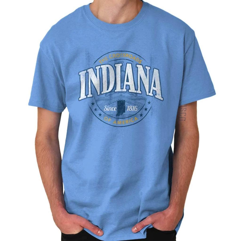 Indiana Hoosier State Crossroads Of America Adult Short Sleeve Crewneck Tee