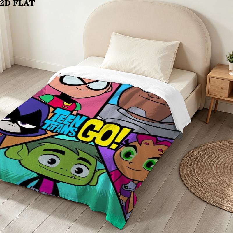 Teen Titans Print Flannel Blanket, High Quality Comfortable for All Seasons, Home Decor, Warmth and Comfort, Perfect for Christmas Gifts