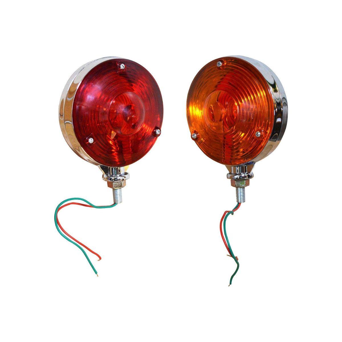 

APSMOTIV 2Pcs 12V Bulbs 4 Round Double Face Turn Signal Lights Chrome Red/Amber Double Face Light Truck Trailer Side marker Lamp Stop Turn Tail красный/янтарь
