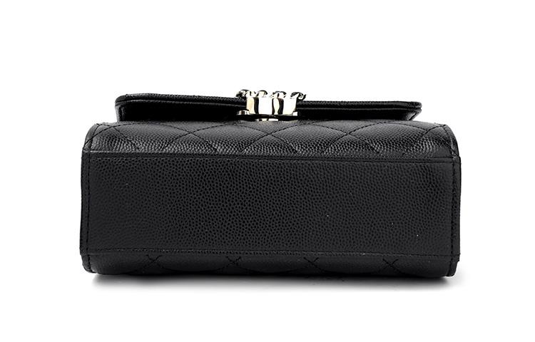 Chanel 23P Kelly Bag Black Grainy Cowhide Perforated Handle Gold Chain Flap Crossbody Handbag Women Bag