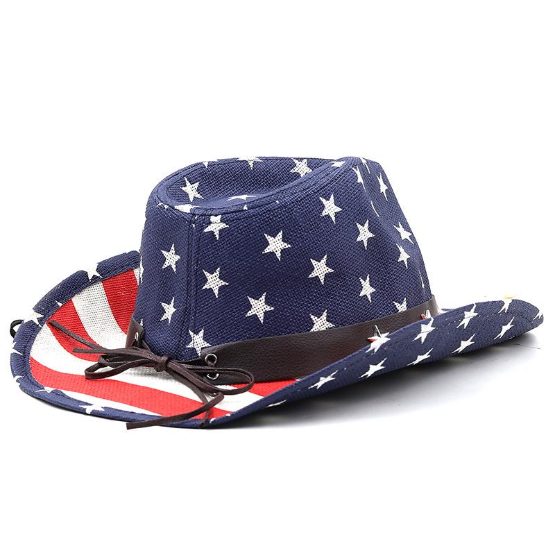 American flag western panama cowboy usa hat sailor dance top hat personality prairie star jazz hat
