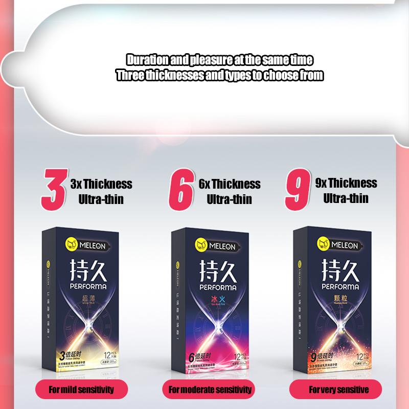 MELEON 12pcs 52mm Condom Sex Toys For Adult Men Delayed Ejaculation Penis Sleeves Ultra Thin Rubber Condoms Sex Products