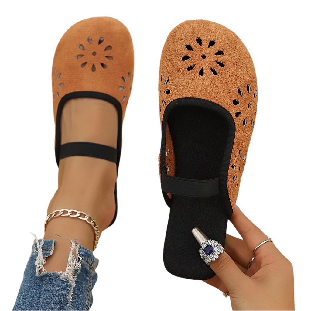 Women Summer Casual Hollow Out Breathable Slip On Sandals Lightweight Soft Sole Comfortable Outdoor Shoes for Daily Wear