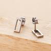 Stainless Steel Rectangle Stud Earrings For Women Girls Gold Color Geometric Fashion Ear Zircon Birthday Party Gifts Wholesale