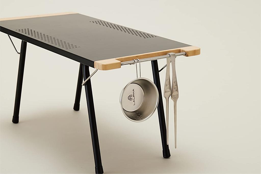 LALPHA Fireside Table Long Black Bonfire Table 70 X 34cm Folding Stainless Steel Heat Resistant Easy Setup Storage Case Included TA-080BK