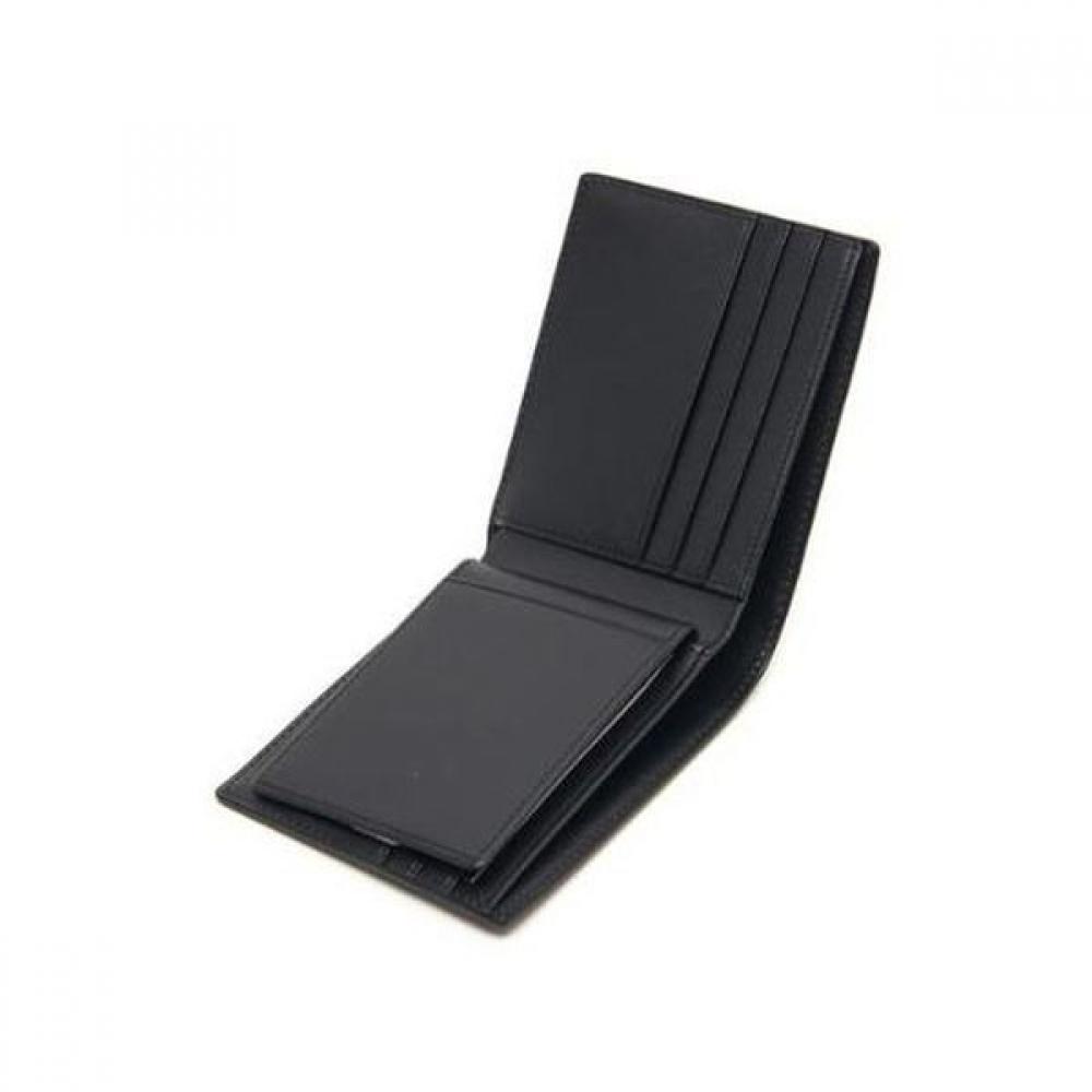 Daks Black Leather Dd Logo Classic Bi Fold Wallet