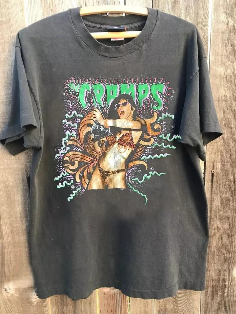 The Cramps Shirt Reprint 1990 Stay Sick Tour Charcoal T-shirt Retro Style S-5XL Unisex T-Shirt L