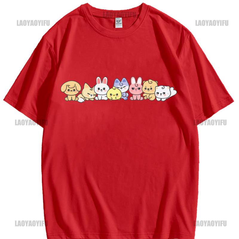 Unisex Retro Streuner Niedliche Kinder Hip Hop T-Shirt Unisex 100% Baumwolle Kurzarm Rundhals Streetwear Mode Kawaii