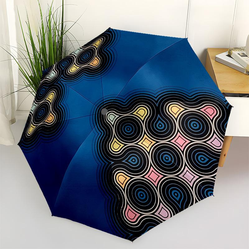 

1pc Abstract Pattern Automatic Folding Umbrella - Portable Collapsible Design, 8-Rib Iron Frame, Durable Fabric yy251125214