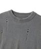 ULKIN Traditionally Dyeing Persimmon, Ink Damaged Round Neck Knit_Gray