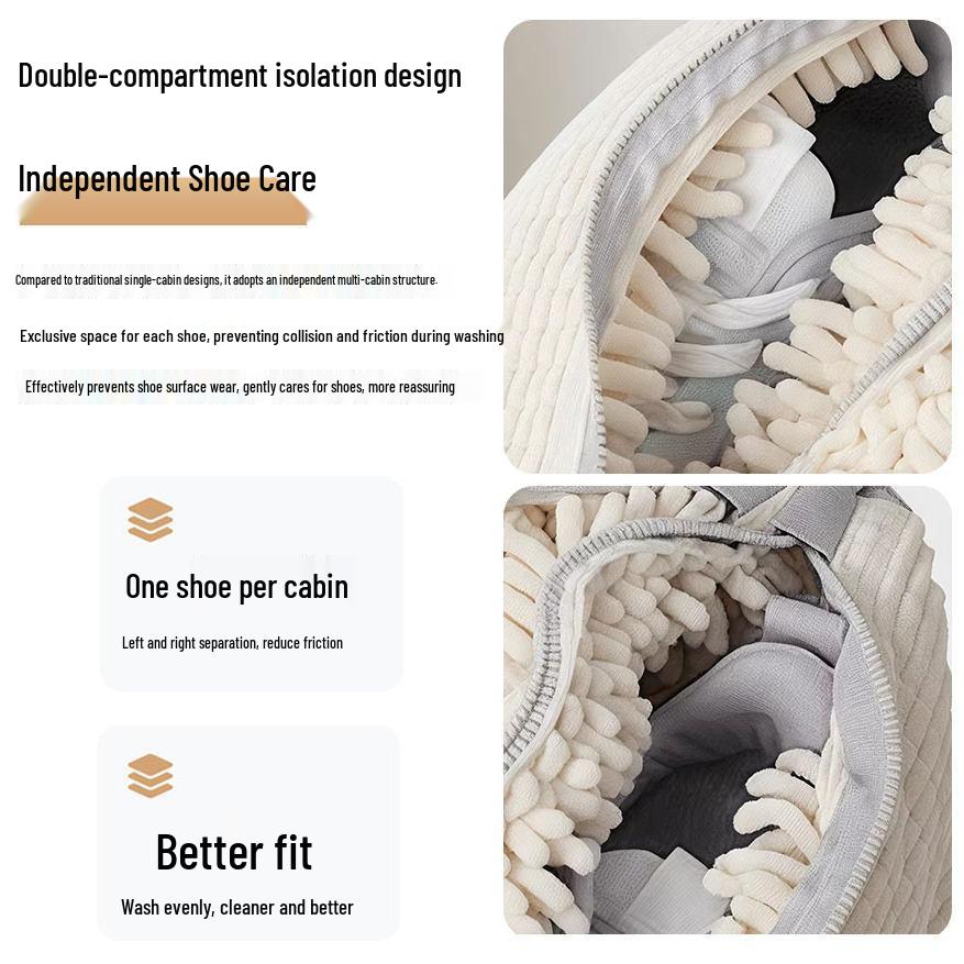 Double Compartment Shoe Wash Bag - Anti-Deformation Laundry Protection for Home Use