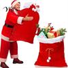 Decorative Candy Storage Bags Christmas Velvet Santa Gift Bags, Large Red Soft Fabric Present Sack Gold Wraps with Drawstring Closure, Reusable Claus