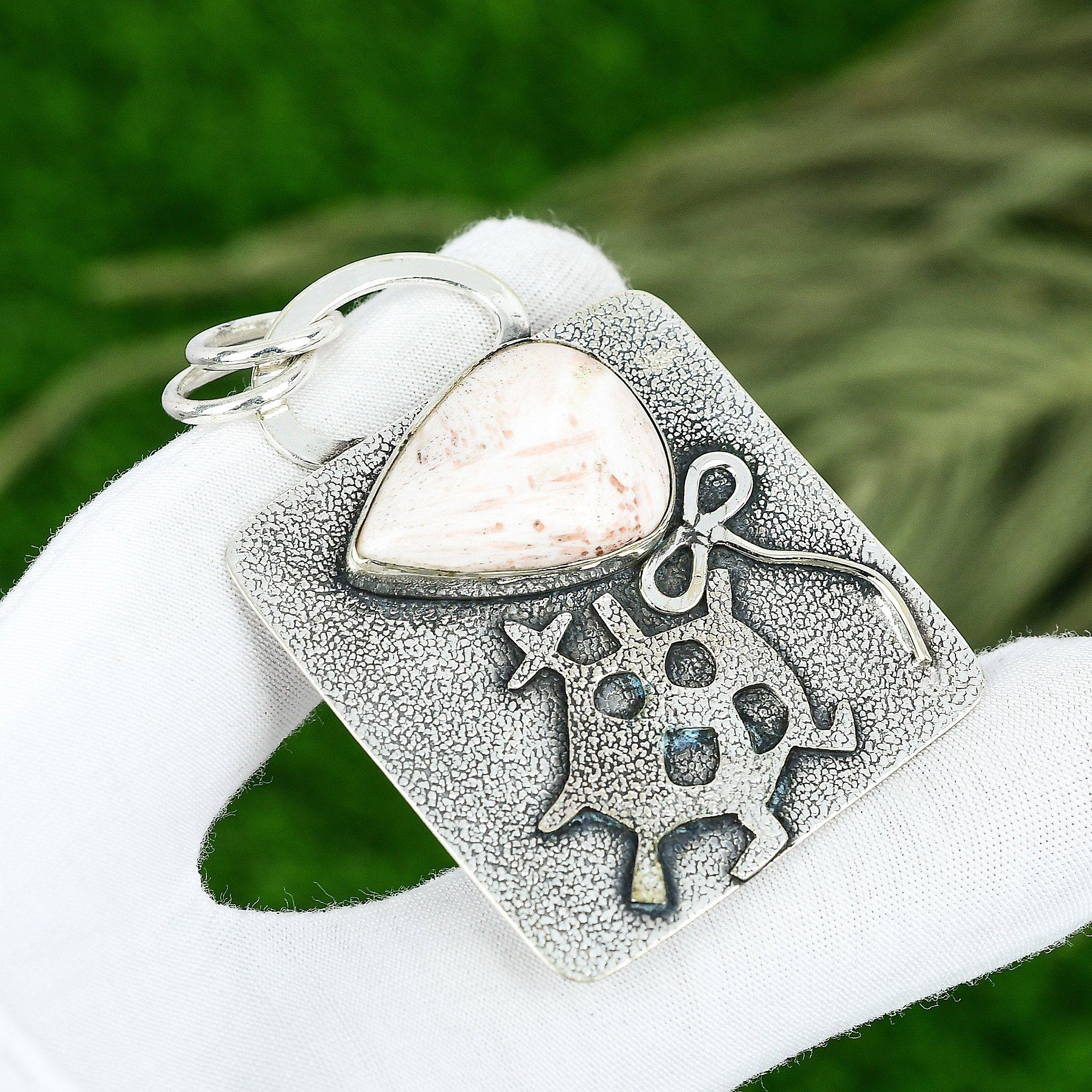 

День сестер Распродажа Подвеска из стерлингового серебра с драгоценным камнем сколецитом чакры короны