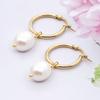 EVISPOL Pearl Pendant Hoop Earrings for Women Christmas Jewelry Golden Color Stainless Steel Huggie Hoops Earring Jewelry Bijoux