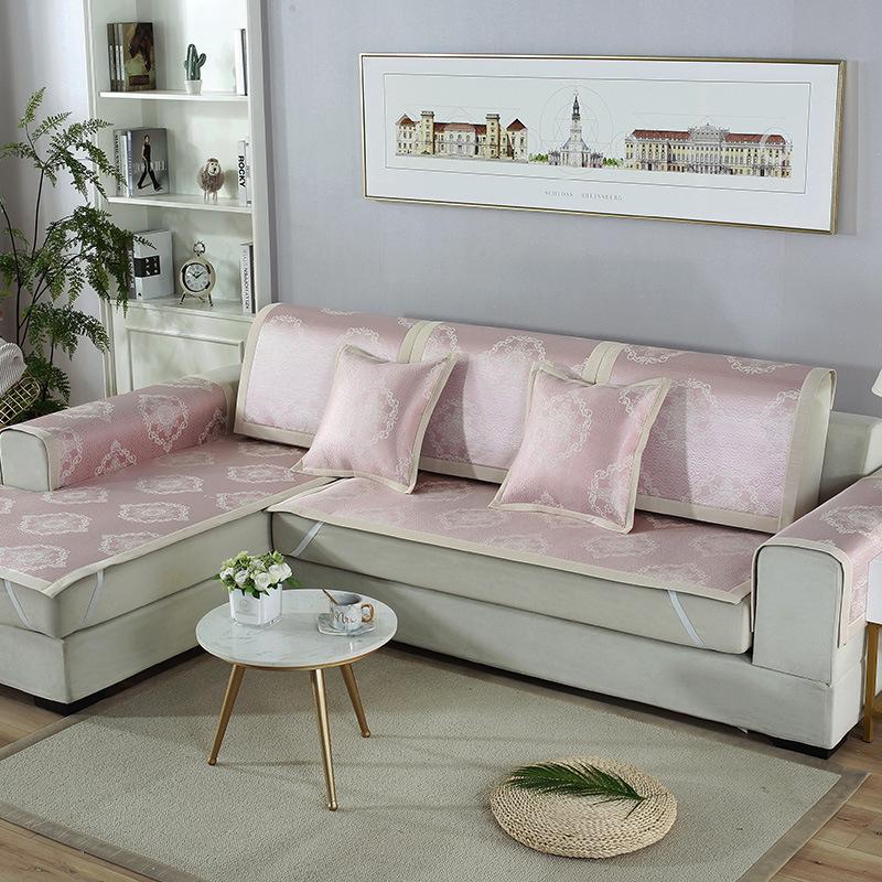 

Летний коврик из ледяного шелка, подушка для дивана, нескользящая простая подушка, коврик из ротанга для гостиной 60*60cm