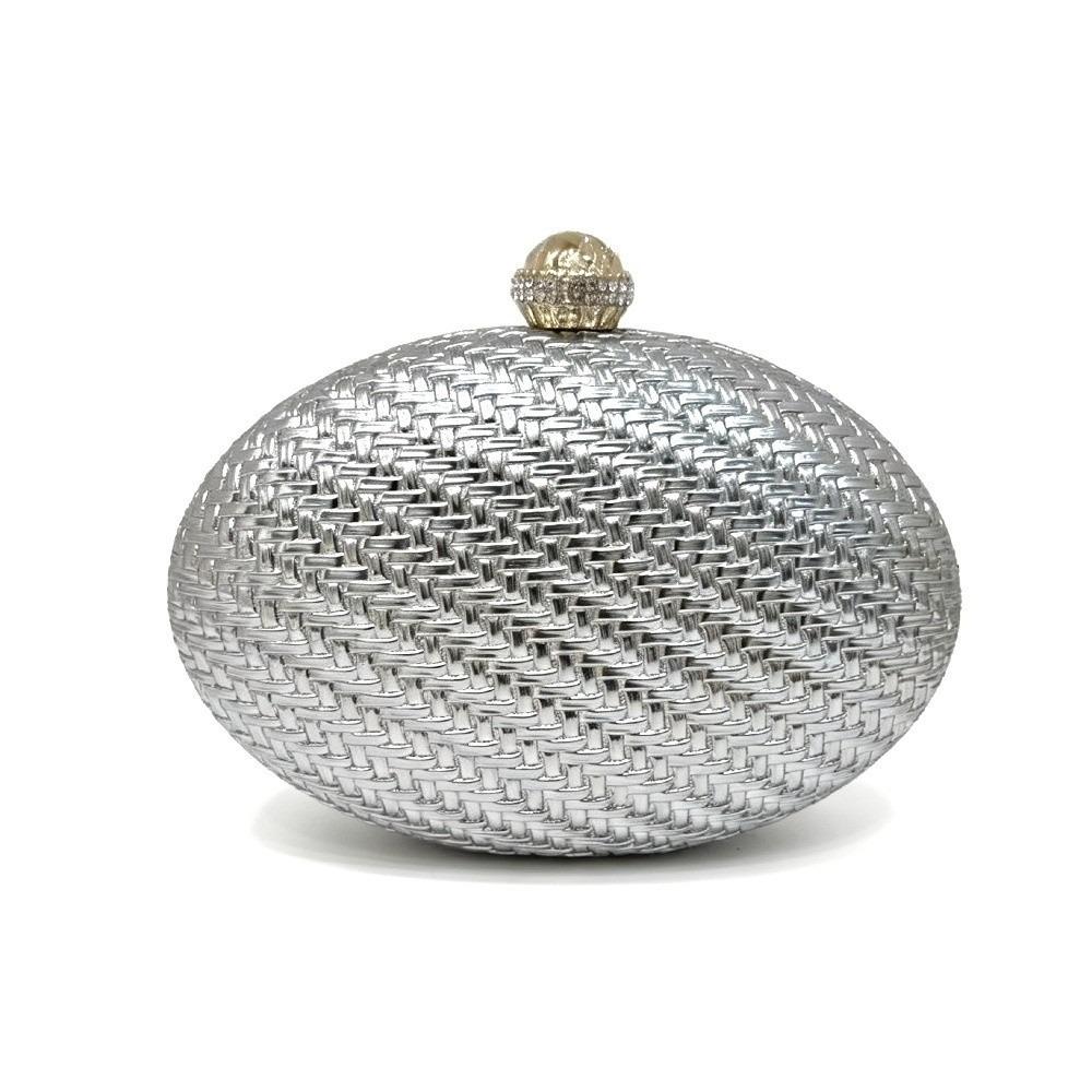 Oval Shape Hard Shell Crossbody Bag Egg-Shaped Braided Handbag Luxury Evening Clutch Bag Gift серебряный