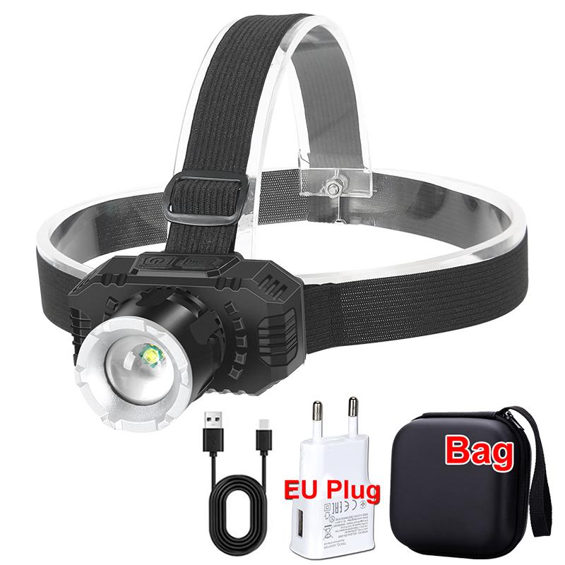 Mini LED Headlamp USB Rechargeable Head Light with 3 Lighting Modes Head Flashlight for Camping Fishing Emergency Lantern