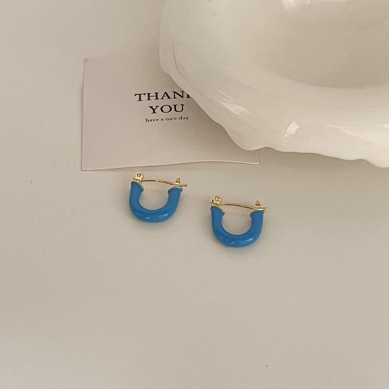 Colorful Zircon Drip Glaze Hoop Earrings: Chic Light Luxury Style for Fashion-Forward Women