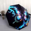 Automatic Open/Close Umbrella with Glowing Blue Flames - Large Butterfly Design, Compact Folding Umbrella for Women/Men, All-S