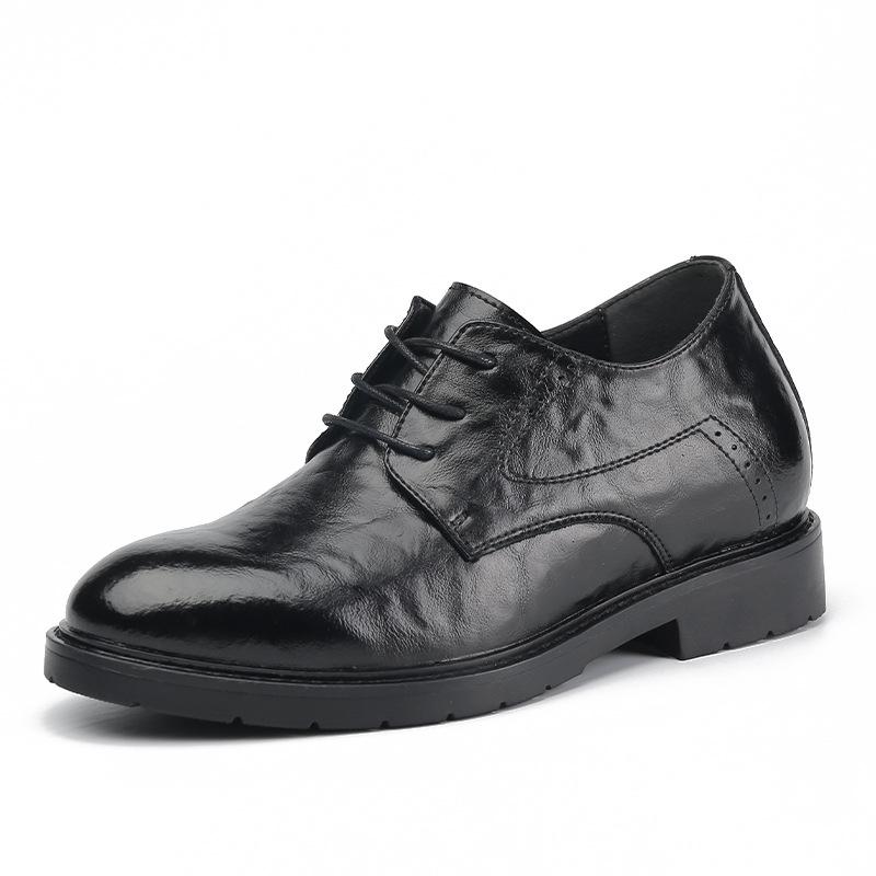 Men's Height-Increasing 8CM Formal Leather Shoes - Korean Style, Pointed Toe, Breathable, Casual, British Trend