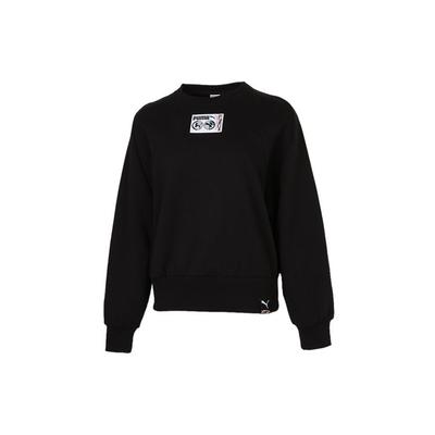 Lässiges Sport Rundhals Langarm Sweatshirt Damen Oberteile Schwarz 531292-01