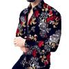 Eye-catching Men Shirt Fine Workmanship Polyester Long Sleeve Flower Pattern Men Shirt Top for Daily