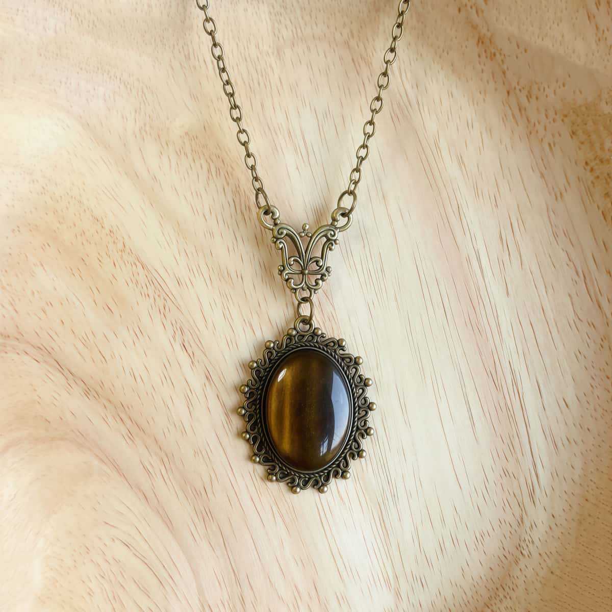 

Gothic Yellow Resin Charm Bronze Necklace Butterfly Necklace