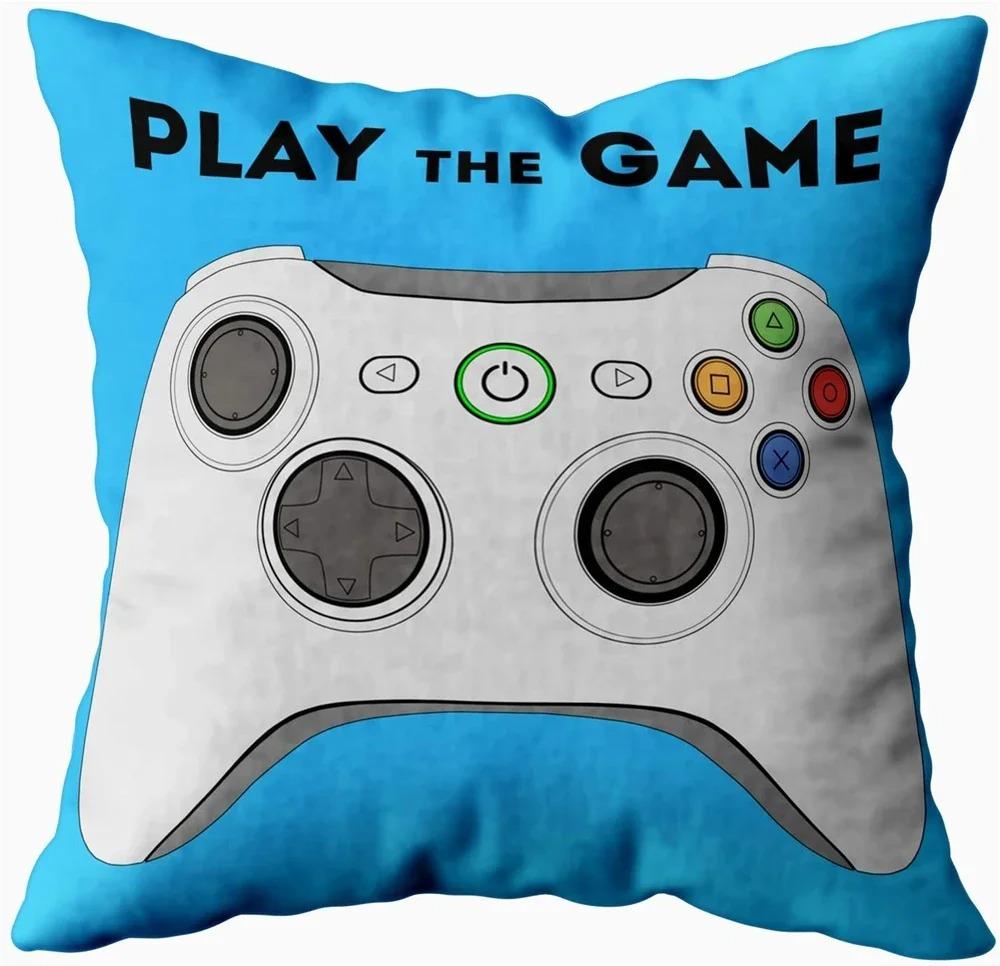 Home Decor Gaming-Themed Fun: Gamepad & Console Prints Pattern Cushion Cover Suitable For Sofa Bedroom Car Pillow Cover