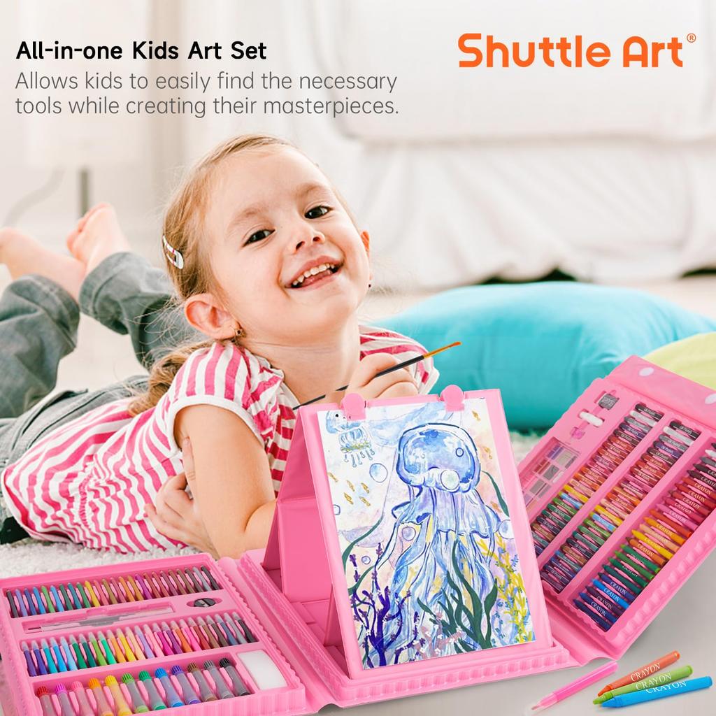 Shuttle Art Art Set with Colored Solid Coloring Watercolor Pencil and Includes a Portable Storage A Great Gift for Elementary School and 335-Piece