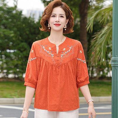 Trendy Women's Loose Short-Sleeve Summer Top for Middle-Aged & Elderly