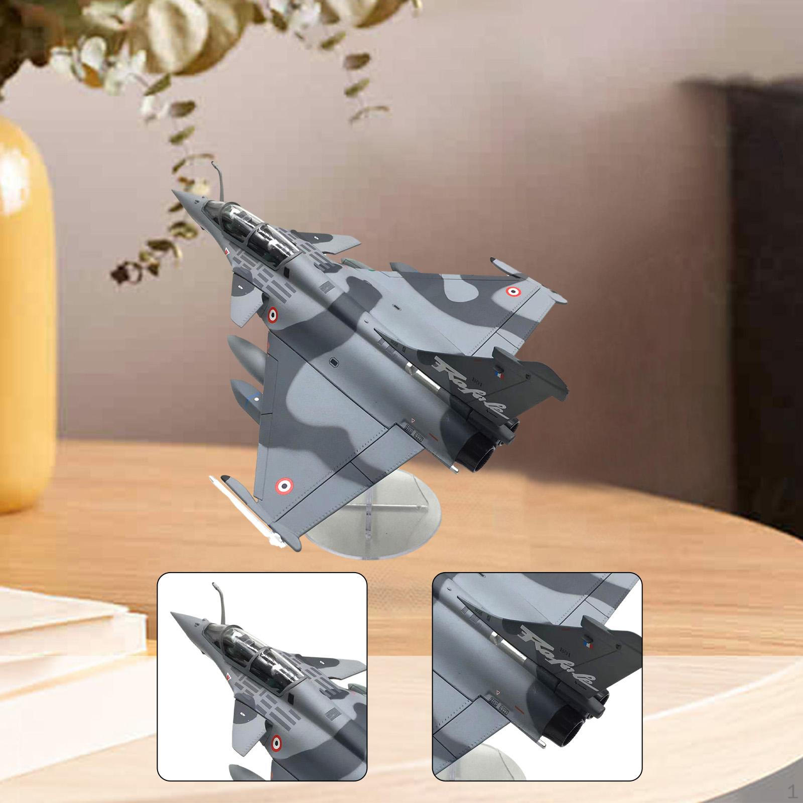 

1/72 Rafale B Attack Aircraft Model Realistic Ornament with Base for Tabletop Bedroom Decoration gray